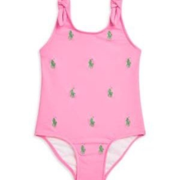 Baby Girl's Pony Bow-Straps One-Piece Swimsuit - Picture 1 of 3
